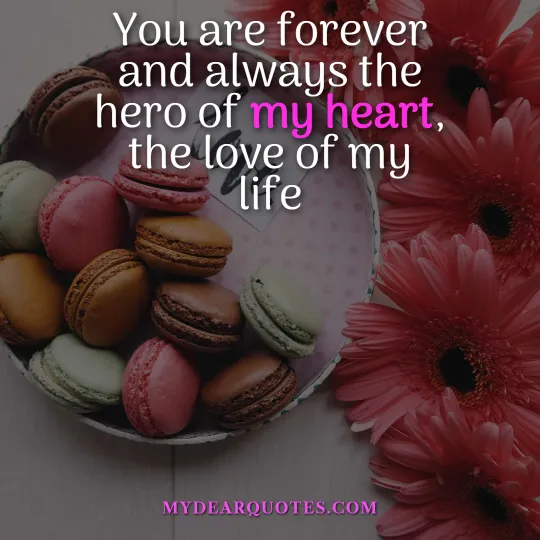 you are forever and always the hero of my heart the love of my life