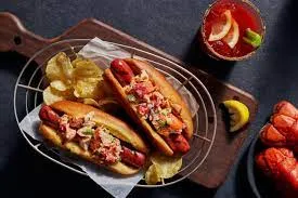 Lobster and scallop hot dog