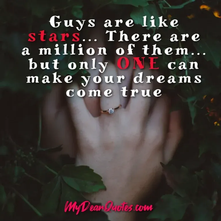 Long distance love quote: Guys are like stars... There are a million of them... but only ONE can make your dreams come true, featuring a hand with a ring.