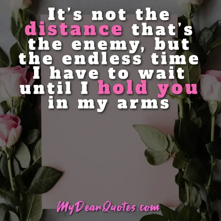 Long distance love quote: It's not the distance that's the enemy, but the endless time I have to wait until I hold you in my arms, surrounded by roses.