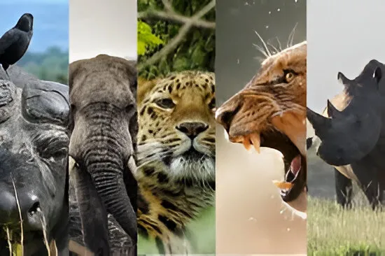 Safari - Big Five animals (lion, elephant, leopard, rhino, buffalo)