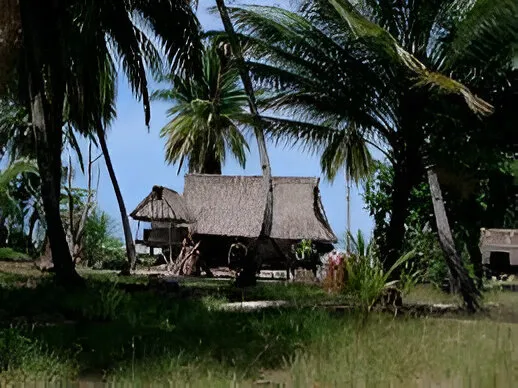 Traditional villages with thatched-roof huts in Kiribati