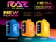 Raz Vape devices in blue, orange, and yellow, highlighting the vibrant colors and ultimate vaping experience with unmatched flavors.