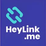 HeyLink.me logo with white letters on a blue background, featured in the article 'What Is HeyLink.me and Is It Safe?