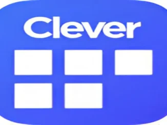 Blue square logo with the white text "clever" prominently displayed. Below "clever" are five smaller white squares arranged horizontally. This is the official logo for the Clever single sign-on platform used by schools and districts for easy access to educational apps.