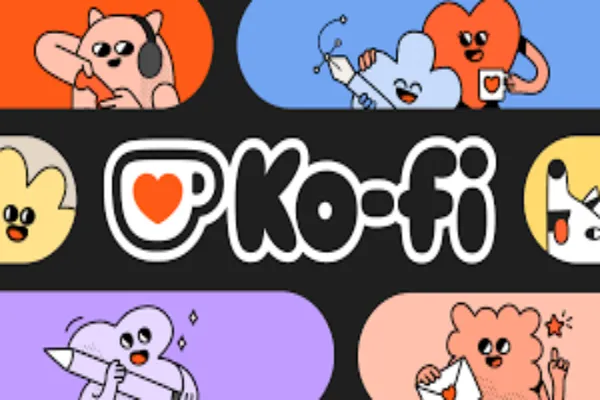 Ko-fi cartoon logo with hearts and cats symbolizing creator support and community
