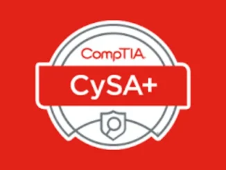 CompTIA CySA+ logo on a red background.