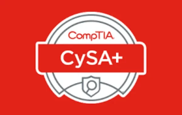 CompTIA CySA+ Certification Logo CompTIA CySA+ logo on a red background.