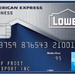 A Lowe's Business American Express credit card with the Lowe's logo and American Express branding clearly visible.