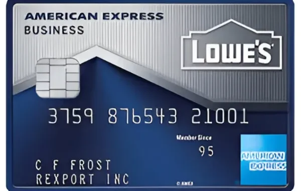 Lowe's Business Credit Card A Lowe's Business American Express credit card with the Lowe's logo and American Express branding clearly visible.