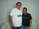 Inka co-founder Tarun Mathur poses with comedian and quizmaster Kumar Varun, who is wearing a T-shirt that says "in my KVIzzing era."