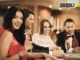 A group of stylishly dressed friends are enjoying drinks and conversation at a casino table, likely engaged in mobile gaming on their devices. The "BABU88" logo is visible in the upper right corner.