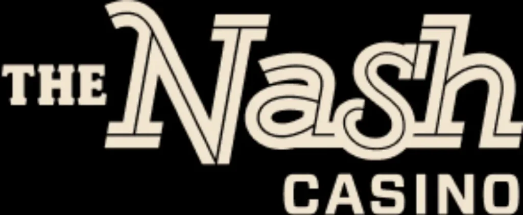 The Nash Casino logo in light beige text on a black background.
