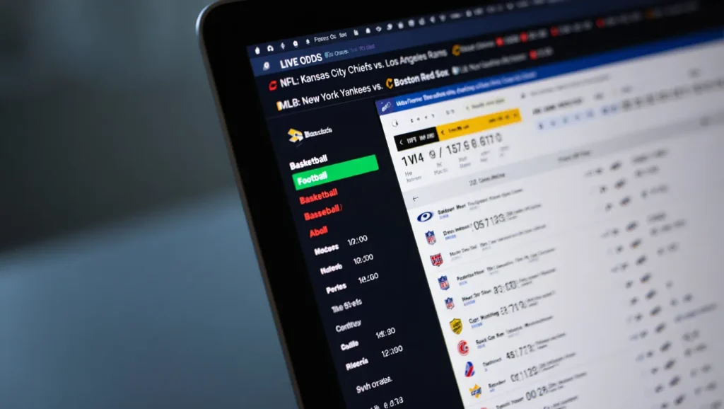 Screenshot of 1xBet PC app dashboard with live sports betting and navigation menu