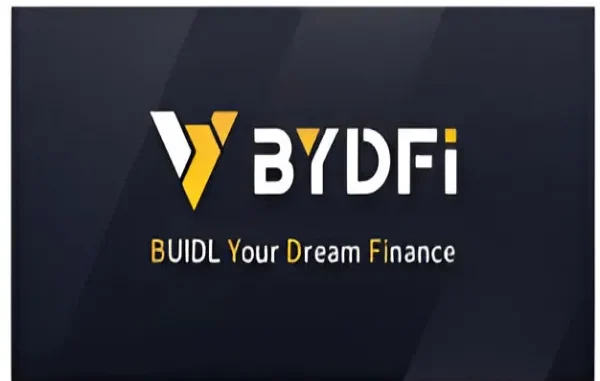 The BYDFi logo and motto: "BUIIDL Your Dream Finance." The logo features a stylized yellow "Y" next to the white text "BYDFi" against a dark background.
