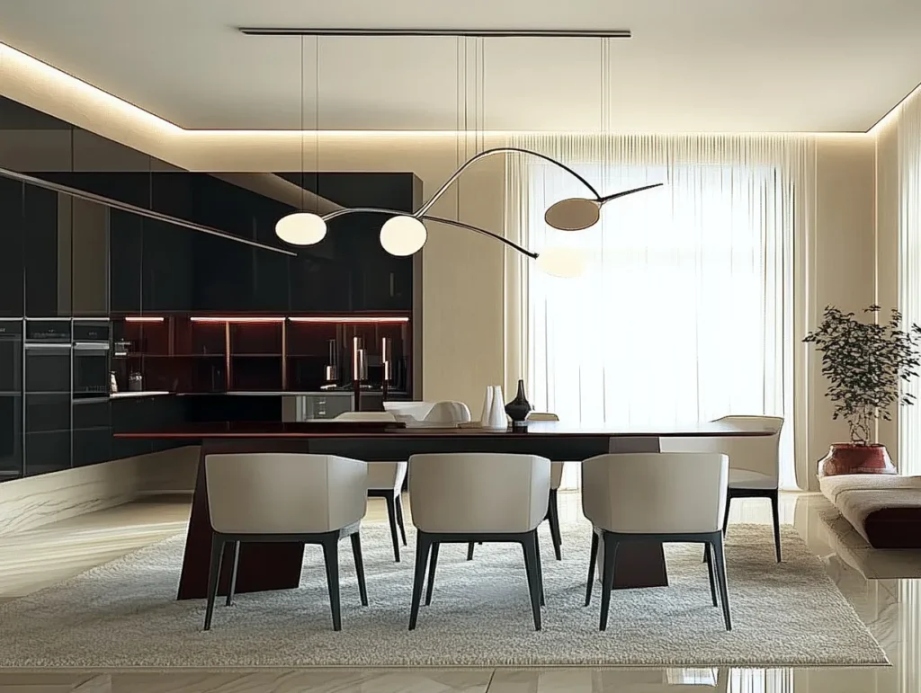 A modern living room featuring warm minimalism trends for 2026, showcasing a curved bouclé sofa, walnut wood coffee table, and soft earth-toned textiles that prioritize comfort over sterile design.