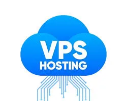A blue cloud icon containing the text "VPS HOSTING" with digital circuit lines extending downward, representing virtual private server connectivity.