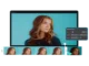 A digital interface of a video editing software showing a preview of a young woman's portrait, a timeline with video clips, and a "Position and size" adjustment menu.