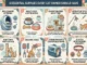 An infographic titled "8 Essential Supplies Every Cat Owner Should Have" featuring illustrations of a self-cleaning litter box, food bowls, cat tree, interactive toys, scratching post, grooming tools, pet carrier, and ID tags.