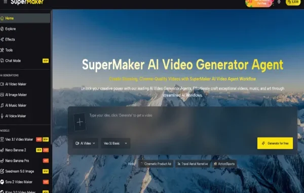 A digital creator using a futuristic AI video interface on a tablet to generate a photorealistic cinematic scene of a cyberpunk city at sunset with 4K resolution overlays.