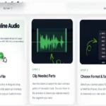 Waveform interface of a free online audio cutter showing a selected MP3 segment being trimmed without a signup.