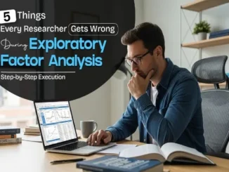 A conceptual illustration showing a researcher analyzing a complex network of data nodes to identify latent factors, highlighting the transition from raw data to clear factor structures.