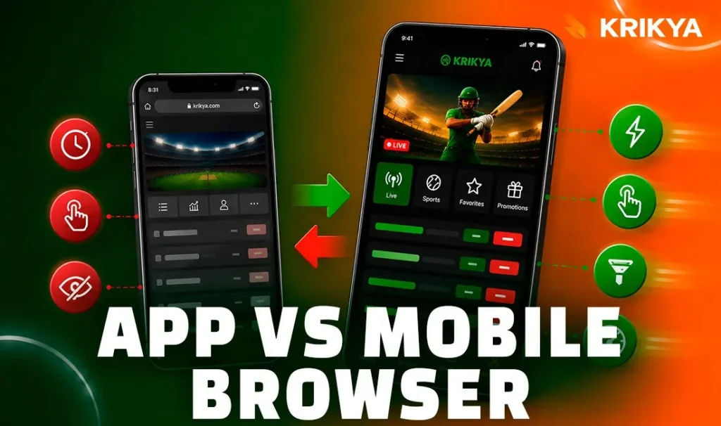 It balances descriptive detail with key terms like "cricket betting" and "Bangladesh," which are essential for relevance. It also describes the "App vs. Mobile Browser" theme without being repetitive.