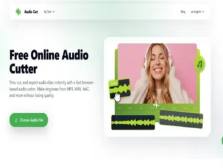 Screenshot of the Audio Cut website homepage, showing a free online audio cutter tool with an option to choose an audio file.