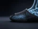 X-ray visualization of a human foot inside a 3D-printed lattice shoe designed to relieve foot pain.
