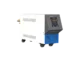 A white and blue Topstar industrial mould temperature controller featuring a digital screen displaying 120.0°C and mounted on swivel caster wheels.