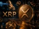 XRP coins displayed in a digital data center alongside SHRMiner cloud computing infrastructure