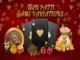 Graphic promoting Teen Patti game variations featuring playing cards, poker chips, dice, and a money bag on a red background.