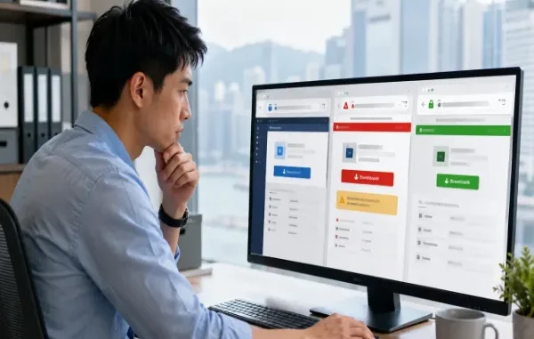 A web browser address bar highlighting a secure HTTPS connection and the official domain name of a software developer.