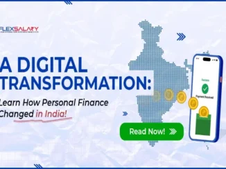 Banner graphic titled "A Digital Transformation" illustrating how digital lending and personal finance are changing in India, featuring a smartphone displaying a successful payment notification next to a dotted map of India.